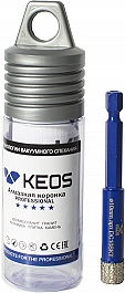 Упаковка коронок алмазных по керамограниту Keos Professional Vacuum Brazed 1/4" HEX 10 мм